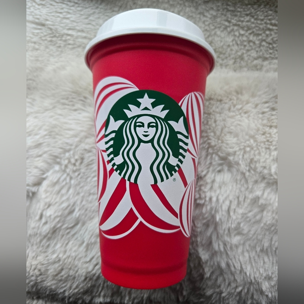 Starbucks Christmas Holiday Red Cup 2024 Grande Hot 16 oz Tumbler & Lid